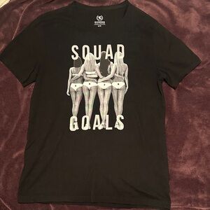 Express Black V Neck Tee with Squad Goals Design